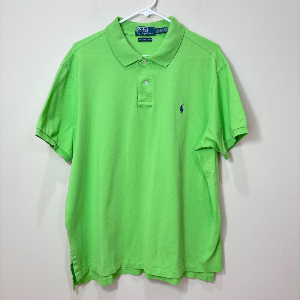 Polo Ralph Lauren Lime Green Shirt Men XXL Pima Cotton Pony Preppy Casual 2XL